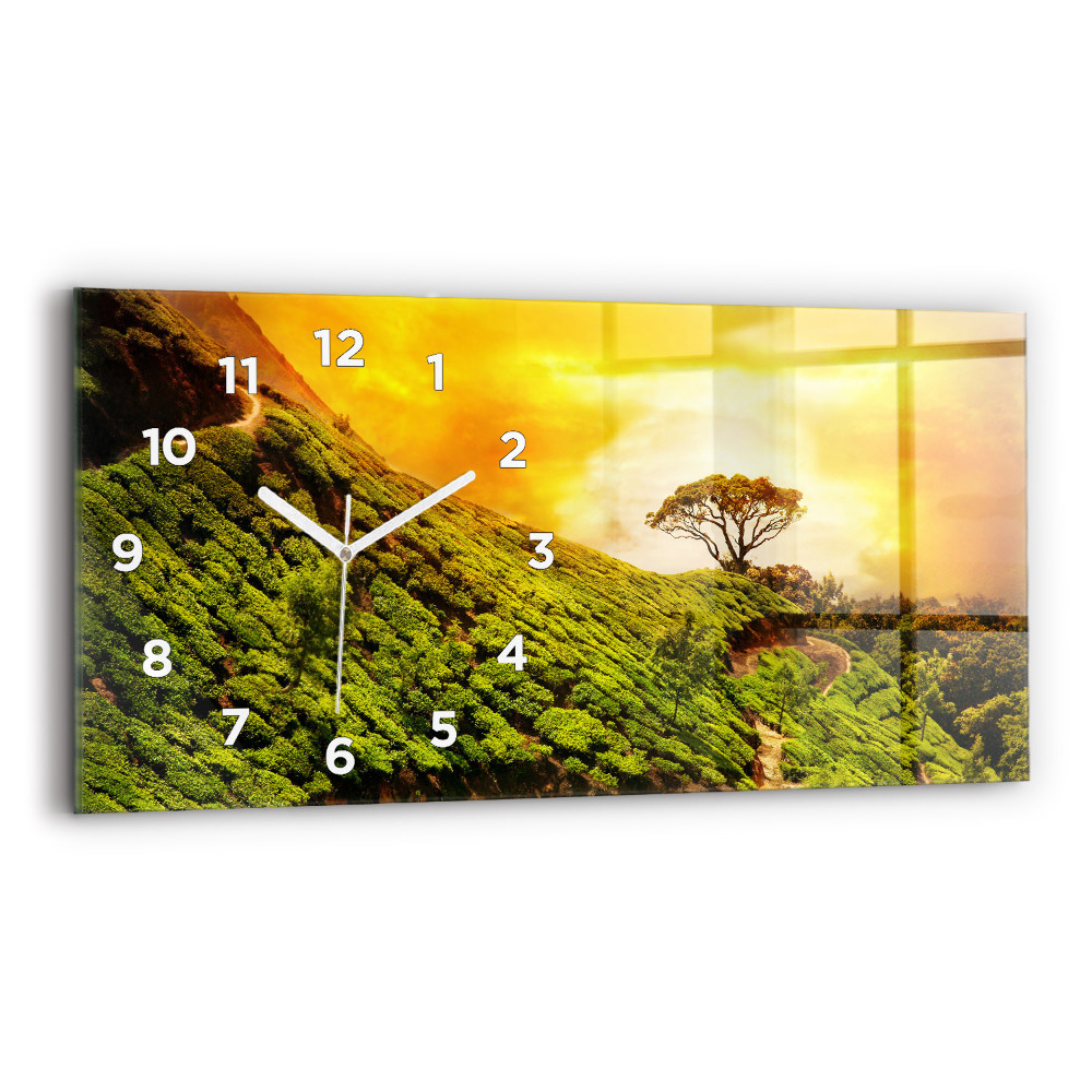Horloge horizontale en verre Colline de thé