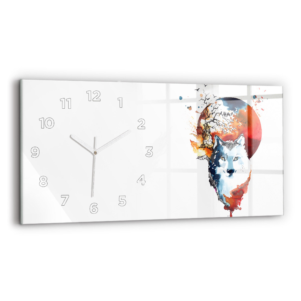 Horloge rectangulaire horizontale Loup-garou Pleine lune et Luna