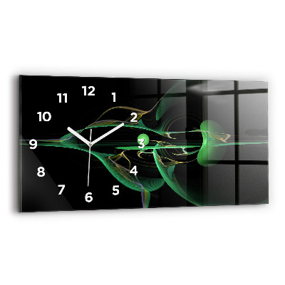 Horloge horizontale en verre Abstraction verte