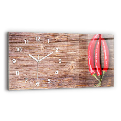 Horloge horizontale en verre Paprika