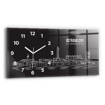 Horloge rectangulaire horizontale Dessin de la ville d'Ostrava
