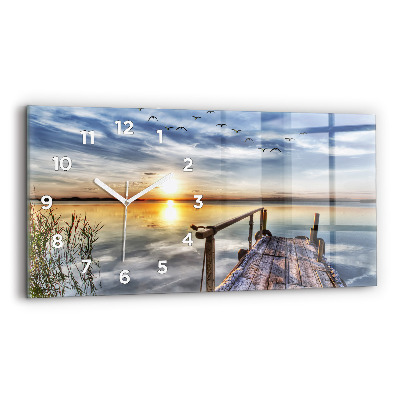 Horloge murale horizontale Lac du coucher du soleil