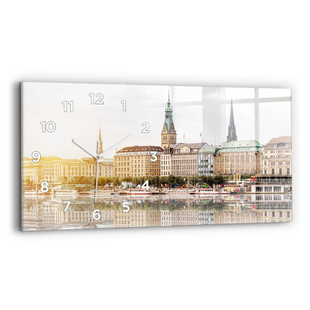 Horloge horizontale en verre Fleuve Hambourg Allemagne