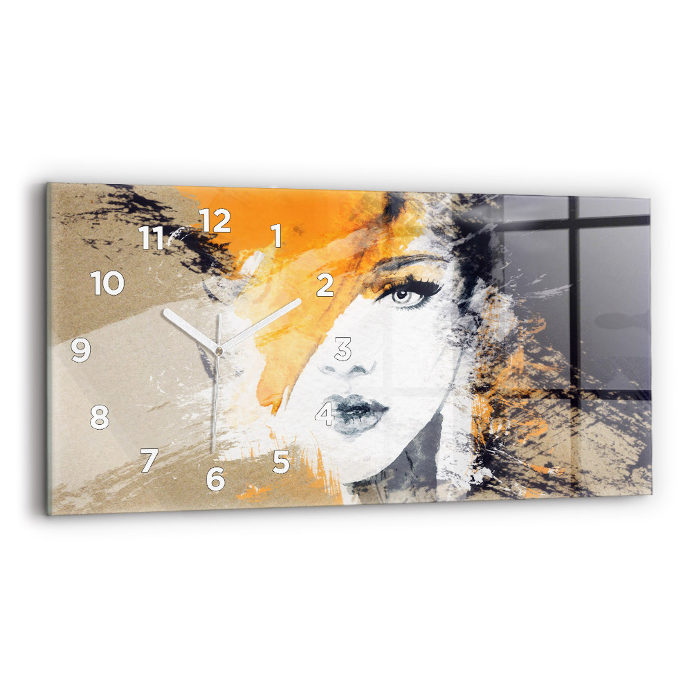 Horloge murale horizontale Portrait de femme abstrait