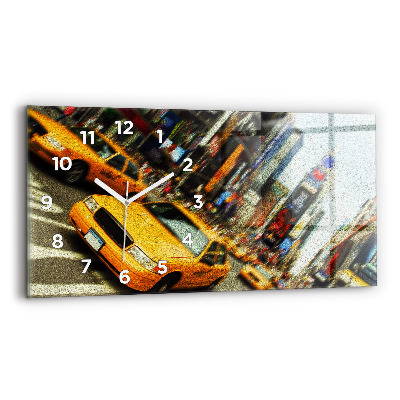 Horloge horizontale en verre Taxis de la ville de New York