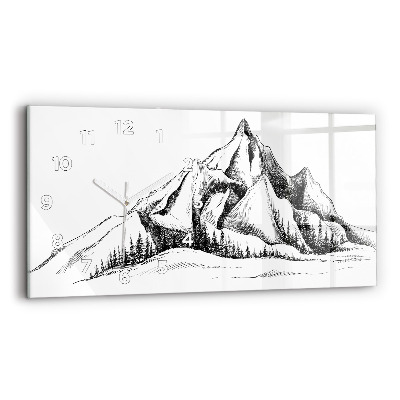 Horloge rectangulaire horizontale Montagnes dessinées