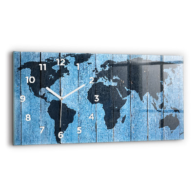 Horloge rectangulaire horizontale Carte du monde en carton
