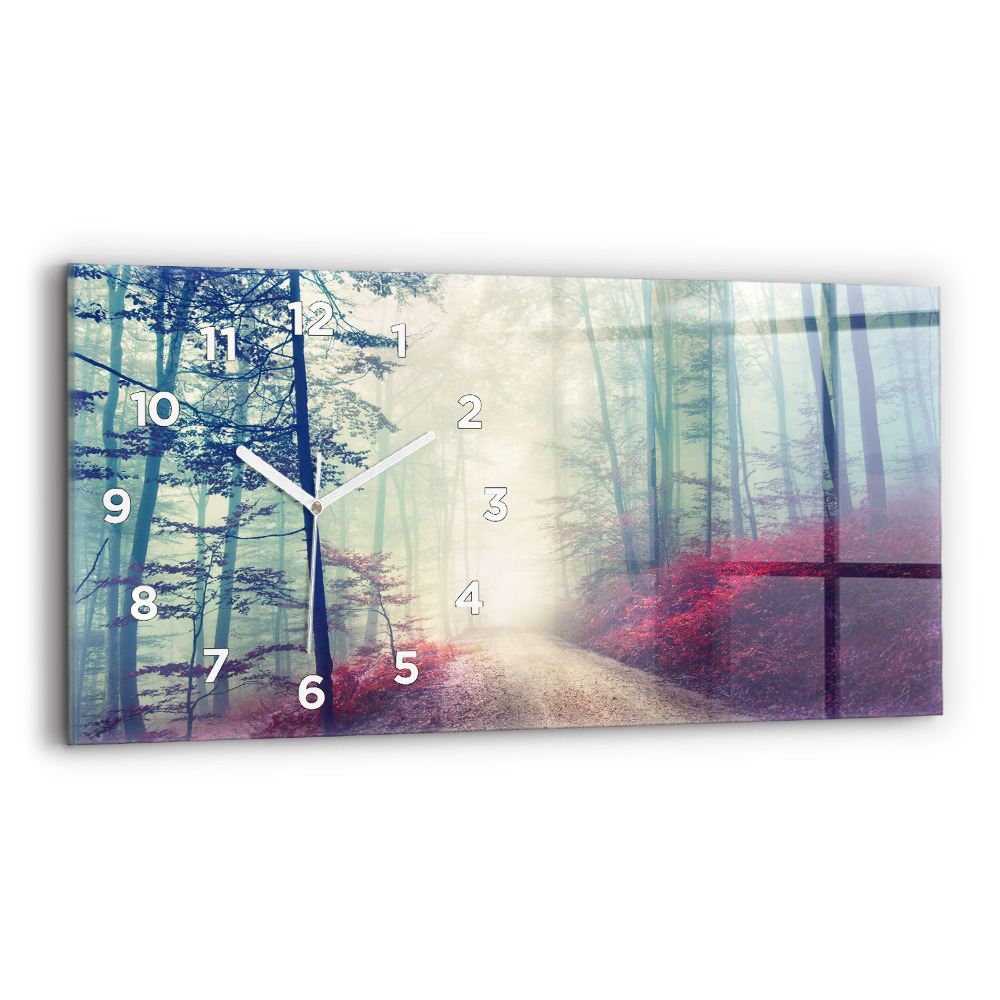 Horloge rectangulaire horizontale Route d'automne Brouillard forestier