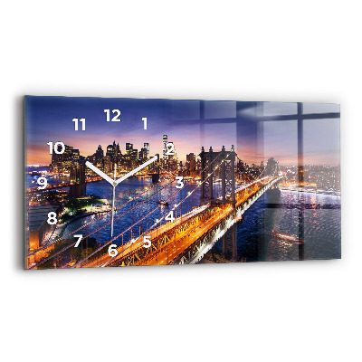 Horloge horizontale en verre New York et le coucher de soleil