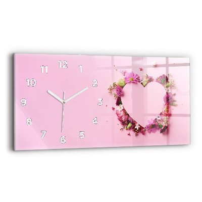 Horloge murale horizontale Cœur de fleurs