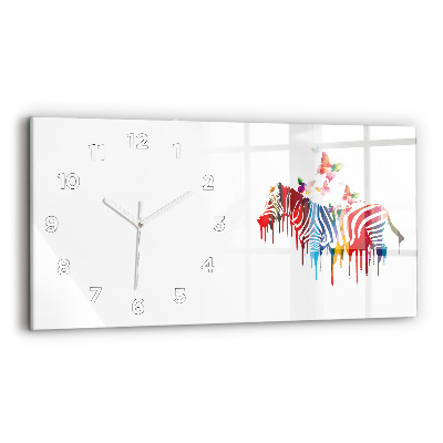Horloge horizontale en verre Zèbre coloré