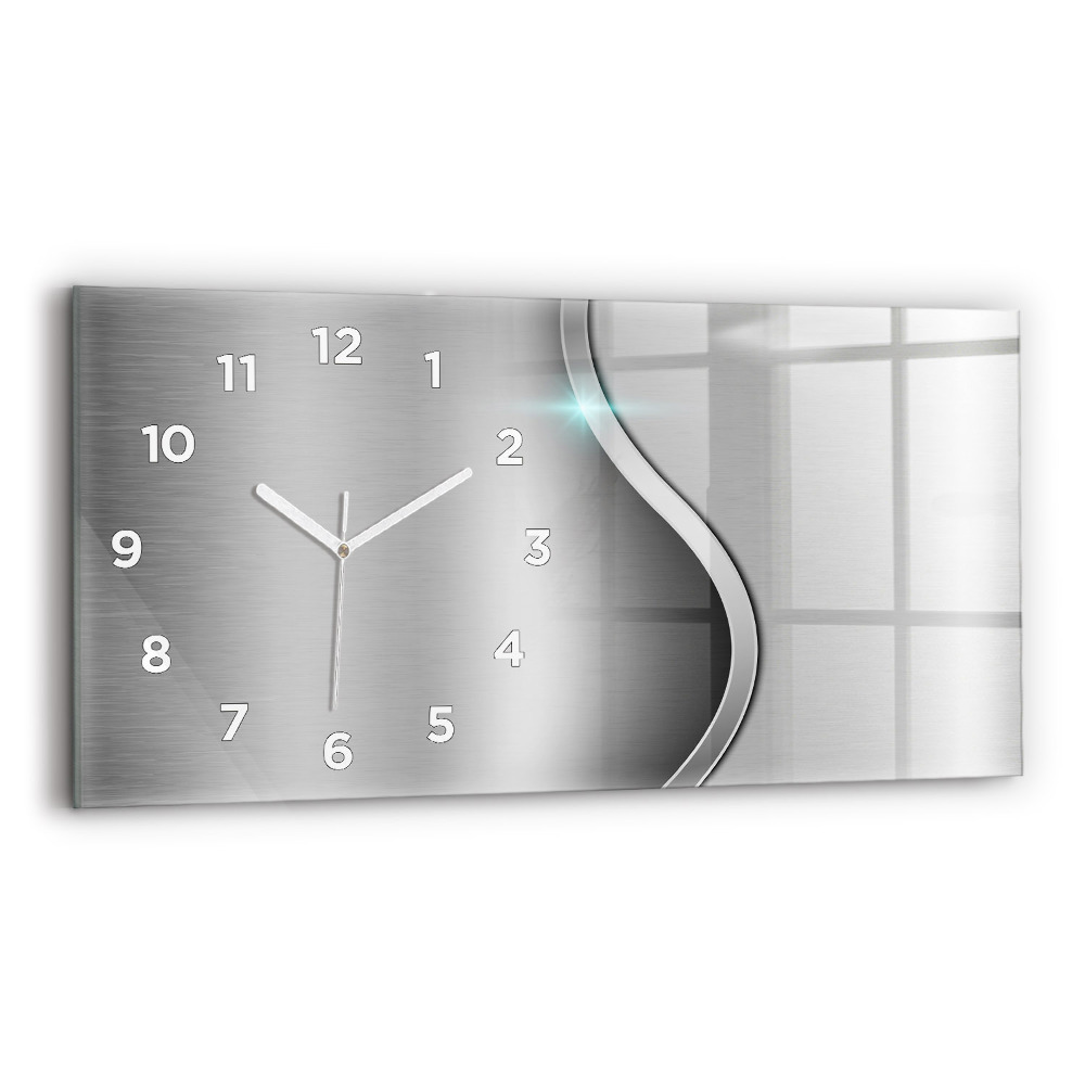 Horloge horizontale en verre Métal gris abstrait
