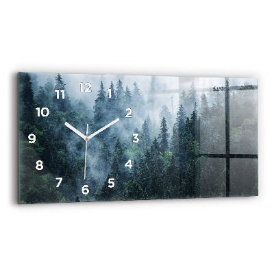 Horloge horizontale en verre Paysage de montagne brumeux