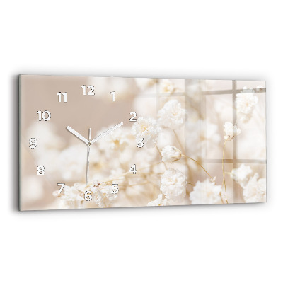 Horloge rectangulaire horizontale Petites fleurs blanches