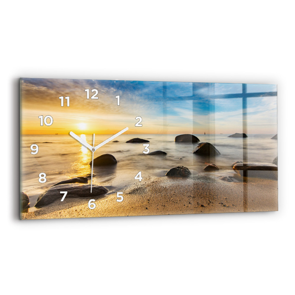 Horloge rectangulaire horizontale Lever de soleil sur la mer Baltique