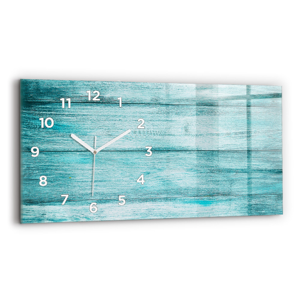 Horloge rectangulaire horizontale Vieux bois bleu