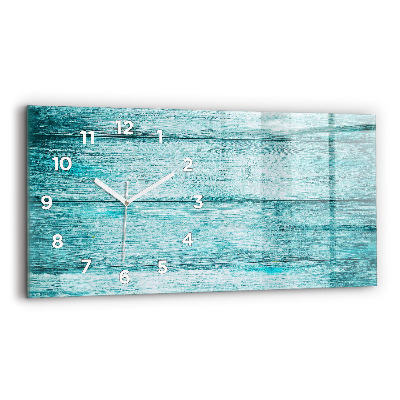 Horloge rectangulaire horizontale Vieux bois bleu