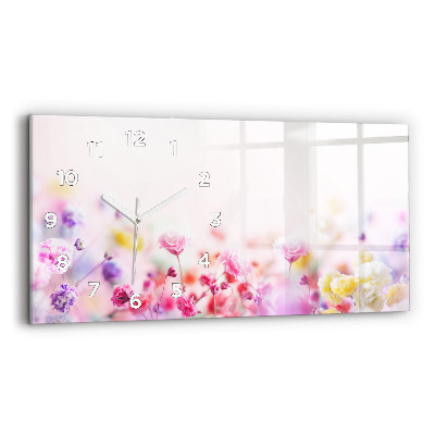 Horloge horizontale en verre Fleurs dans une prairie