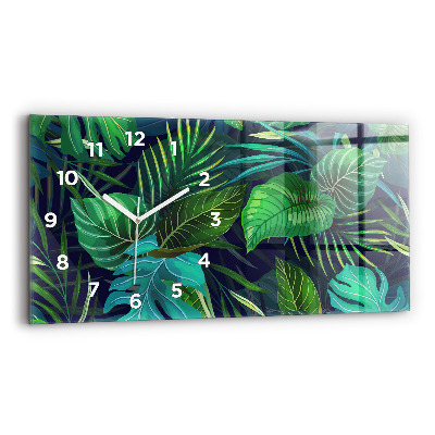Horloge horizontale en verre Feuilles exotiques