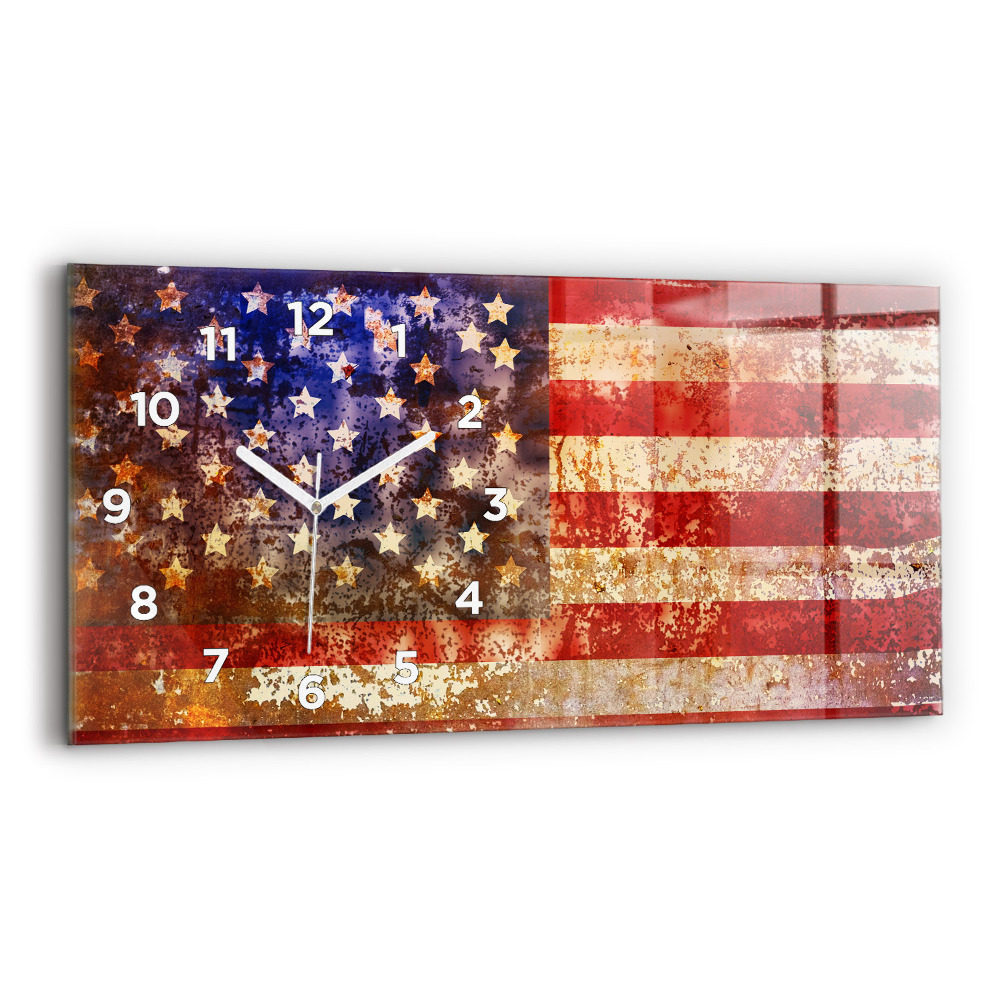 Horloge rectangulaire horizontale Drapeau américain en style vintage