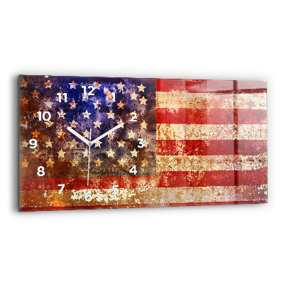 Horloge rectangulaire horizontale Drapeau américain en style vintage