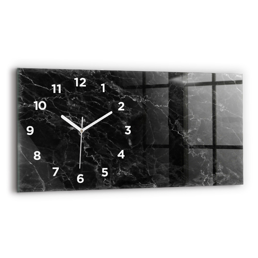 Horloge horizontale en verre Marbre foncé