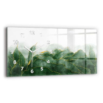 Horloge horizontale en verre Feuilles abstraites