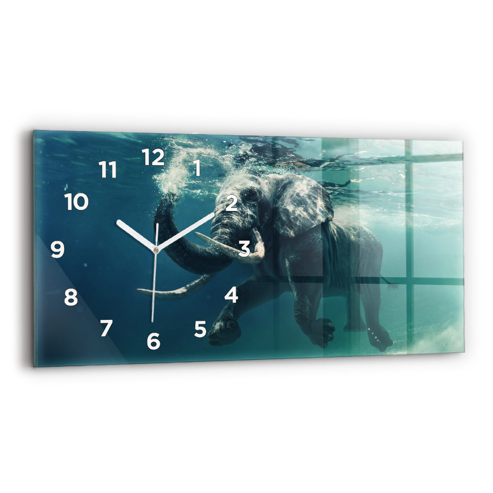 Horloge horizontale en verre Éléphant flottant dans l'océan
