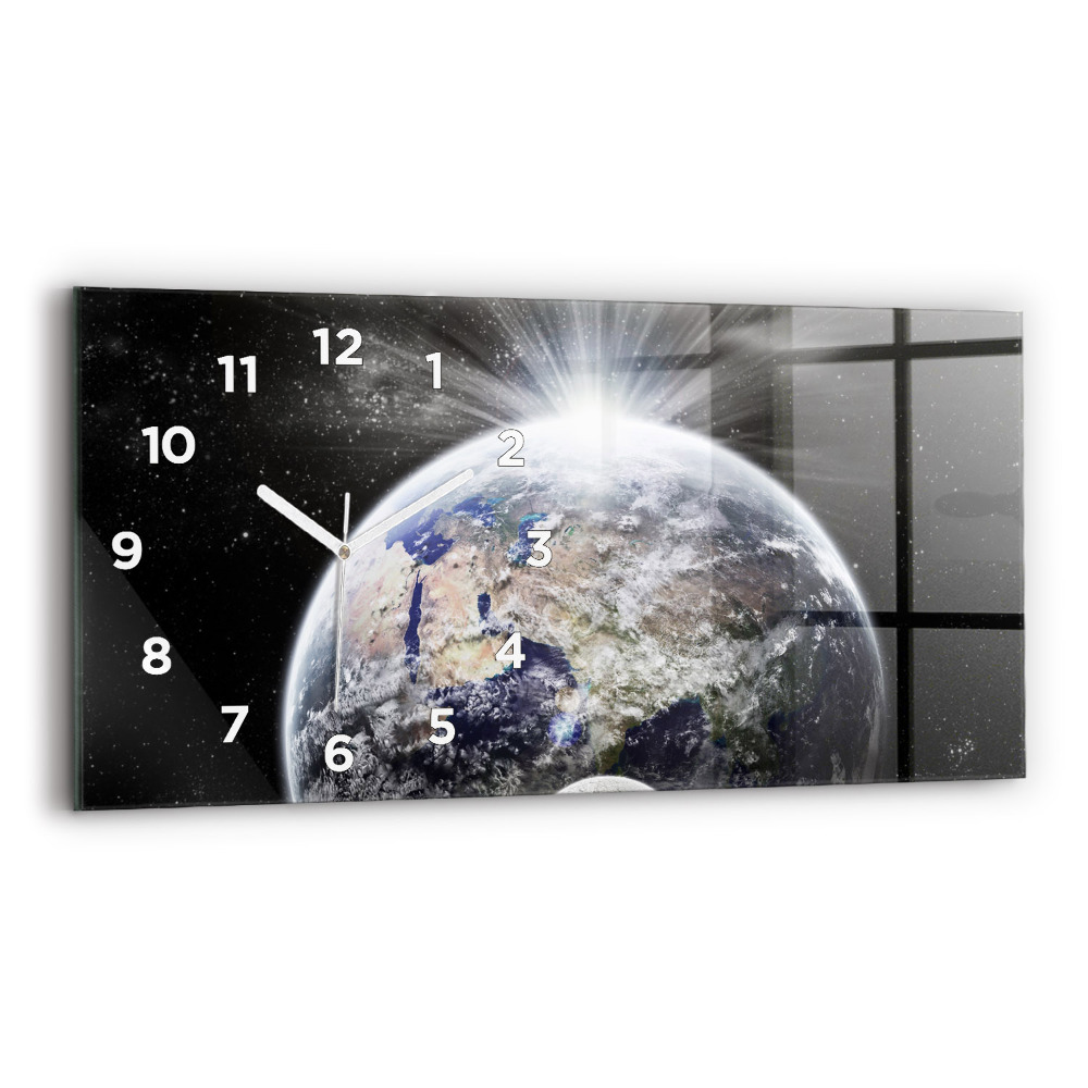 Horloge horizontale en verre Terre Lune Soleil