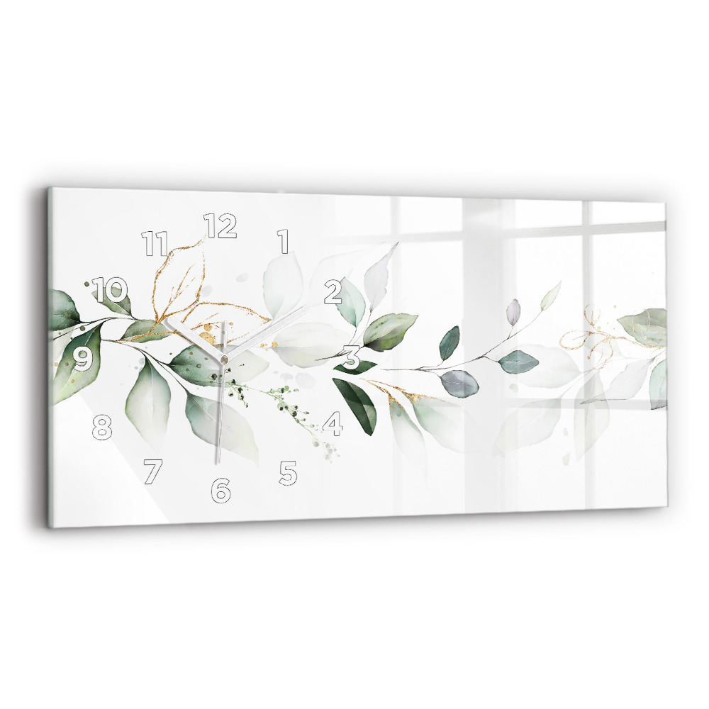 Horloge murale horizontale Feuilles abstraites