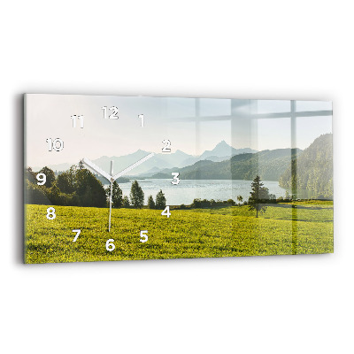 Horloge horizontale en verre Montagnes et champs