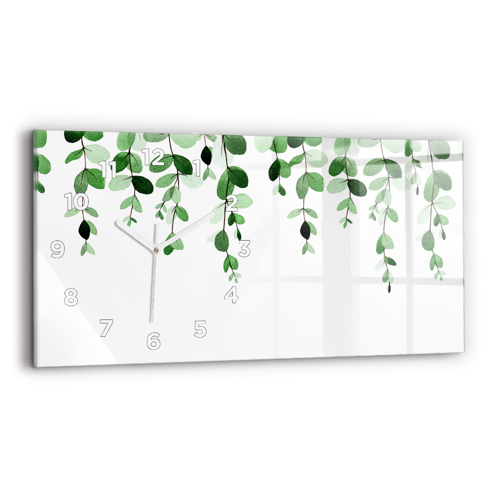 Horloge horizontale en verre Feuilles de plantes