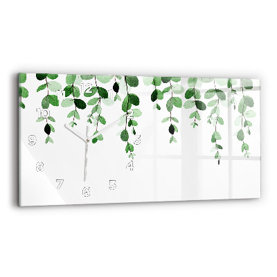 Horloge horizontale en verre Feuilles de plantes
