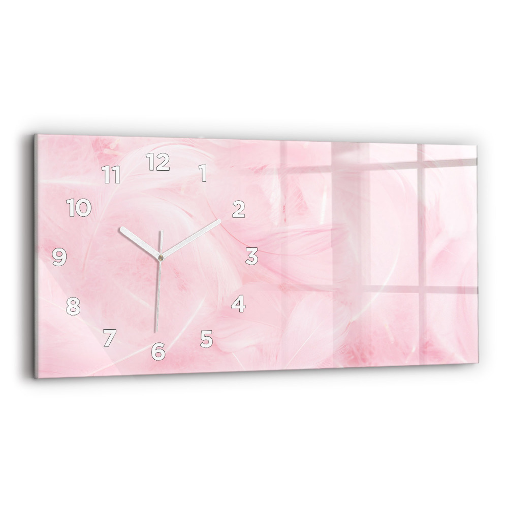 Horloge horizontale en verre Plumes abstraites