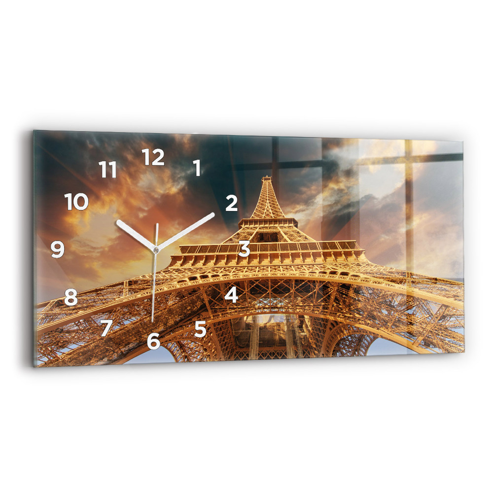 Horloge murale horizontale Tour Eiffel au soleil