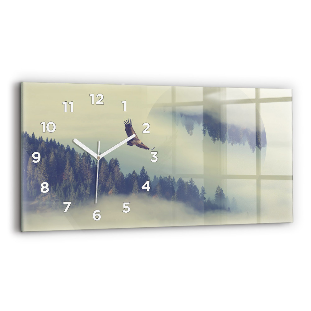 Horloge rectangulaire horizontale Forêt brumeuse Aigle