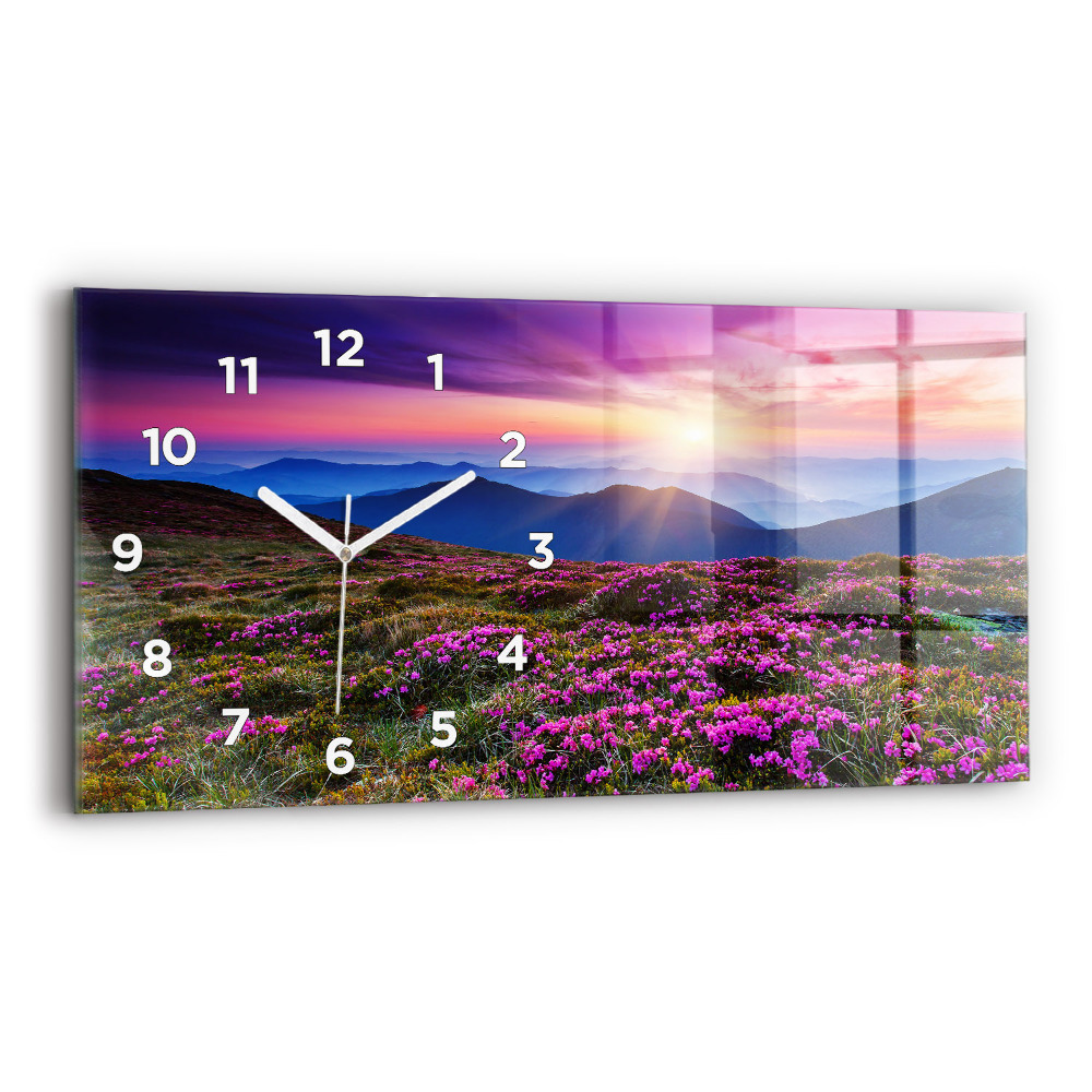 Horloge rectangulaire horizontale Fleurs au lever du soleil
