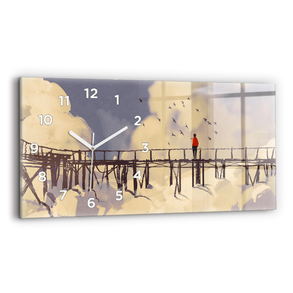 Horloge rectangulaire horizontale Homme sur un vieux pont