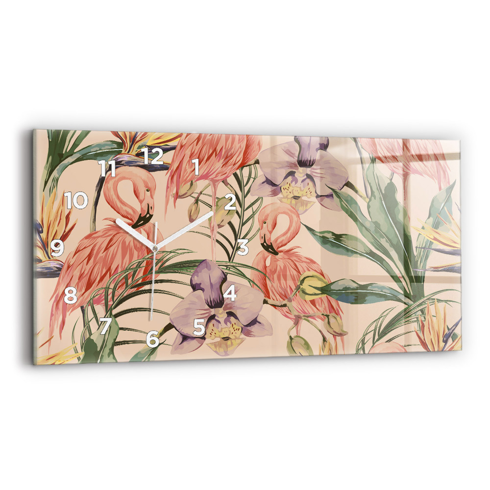 Horloge horizontale en verre Feuilles de palmier tropicales