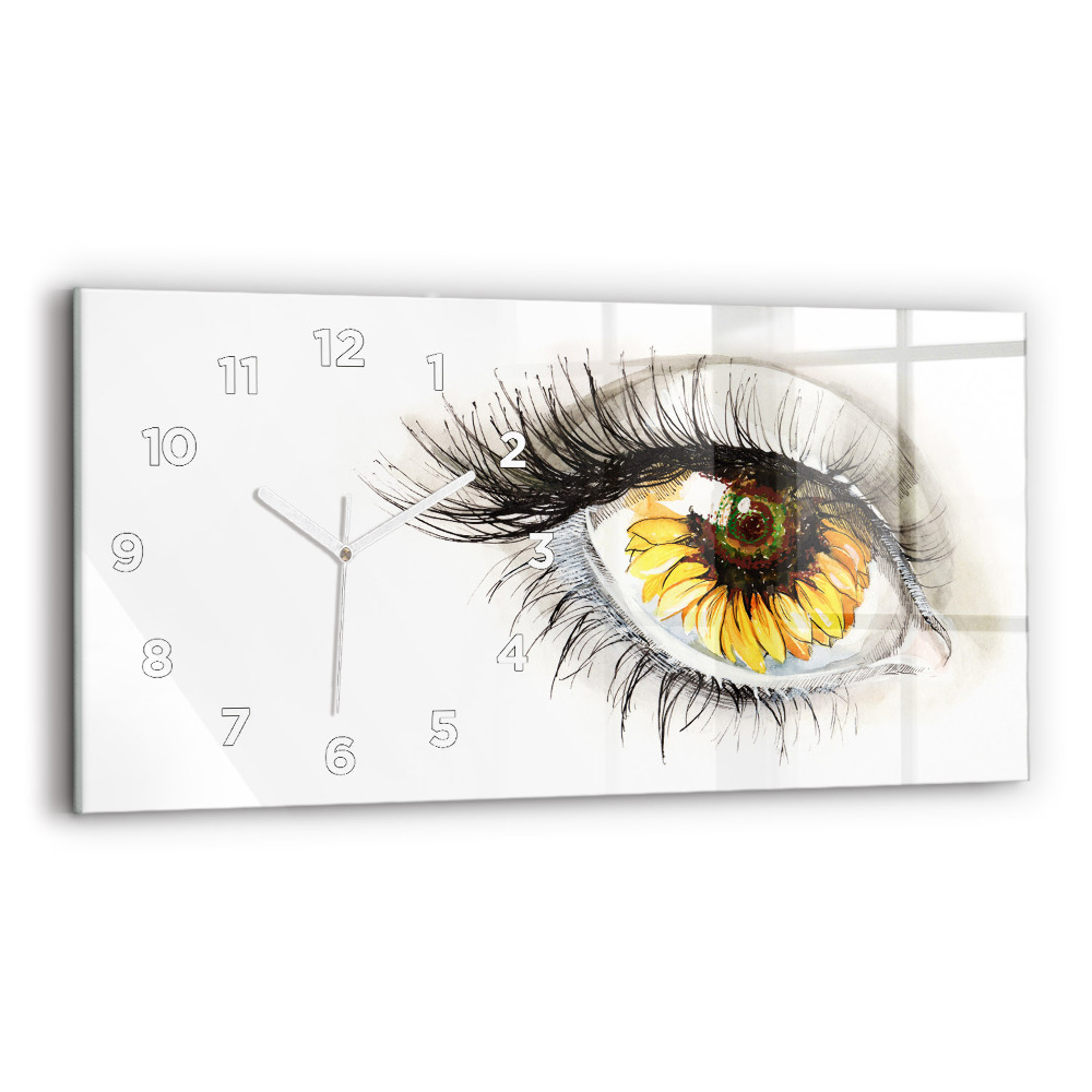 Horloge horizontale en verre Tournesol dans l'oeil