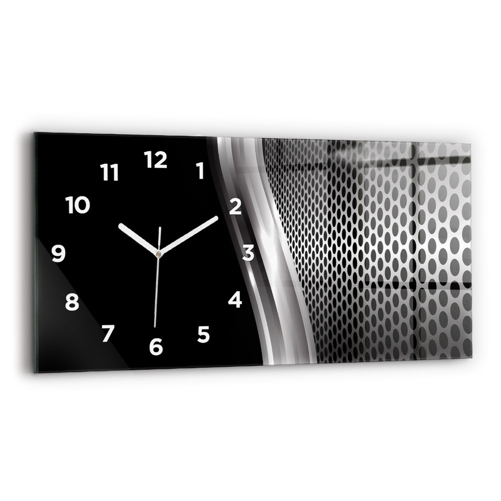 Horloge horizontale en verre Abstraction métal noir