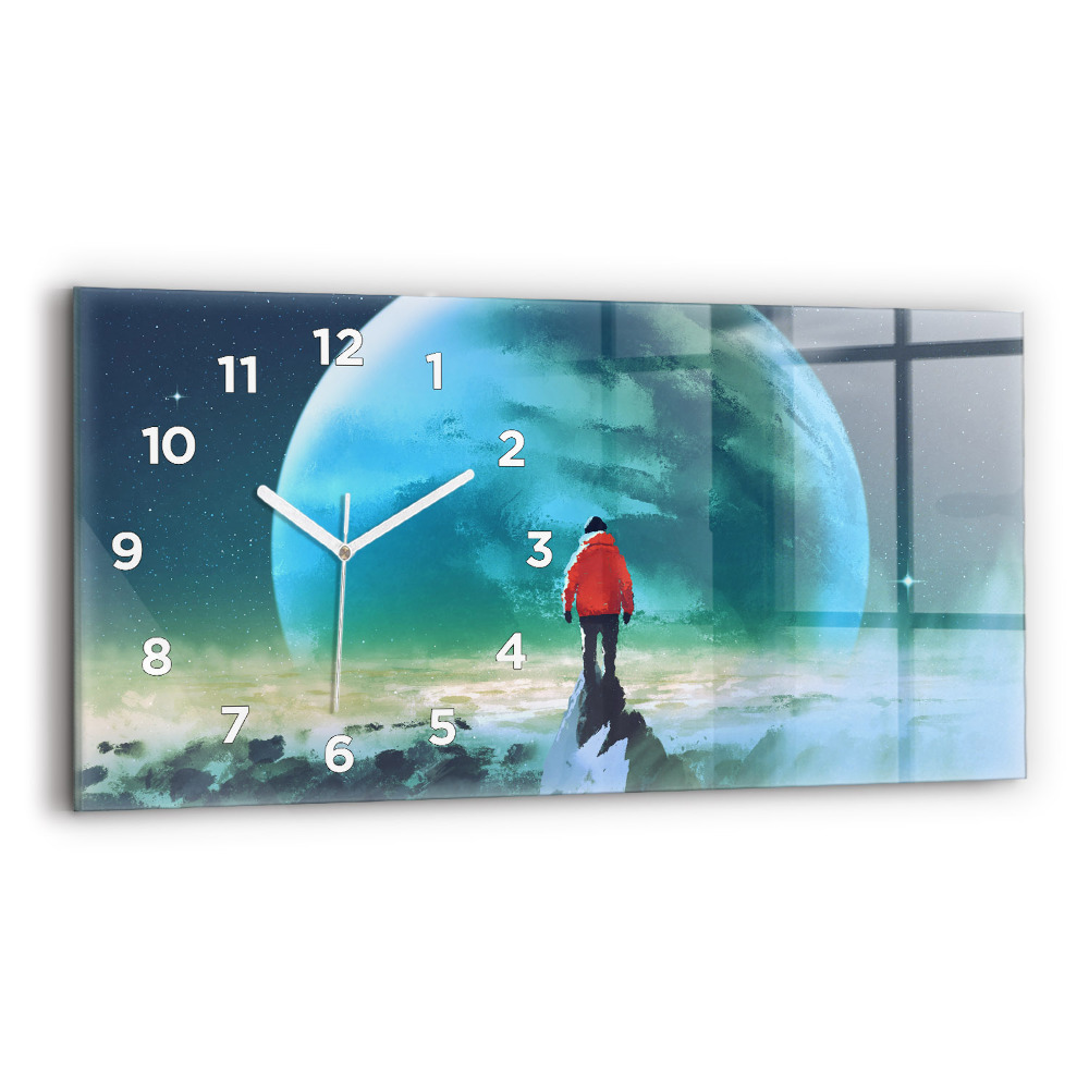 Horloge horizontale en verre Homme sur la lune
