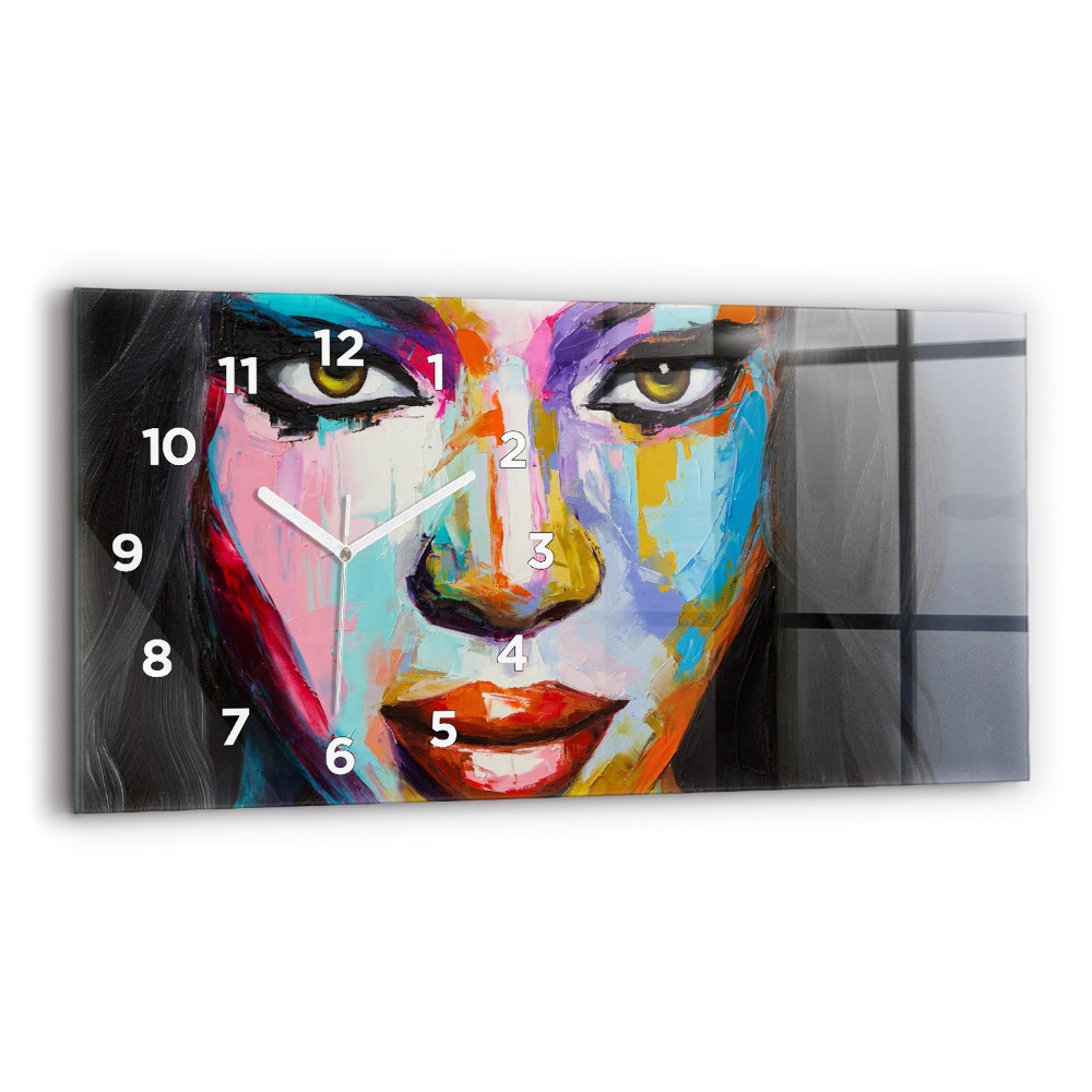 Horloge rectangulaire horizontale Visage coloré d'une femme