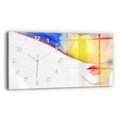 Horloge murale horizontale Femme avec chapeau