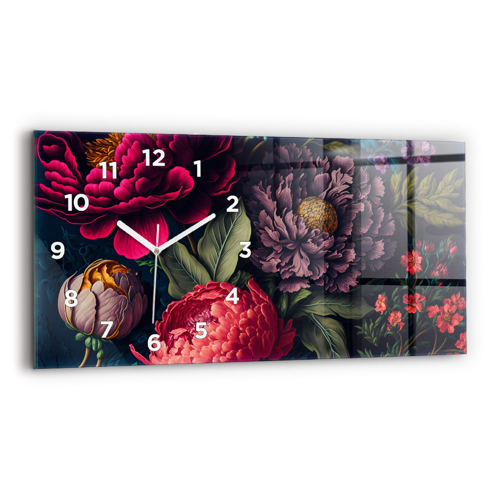 Horloge murale horizontale Bouquet de fleurs vintage