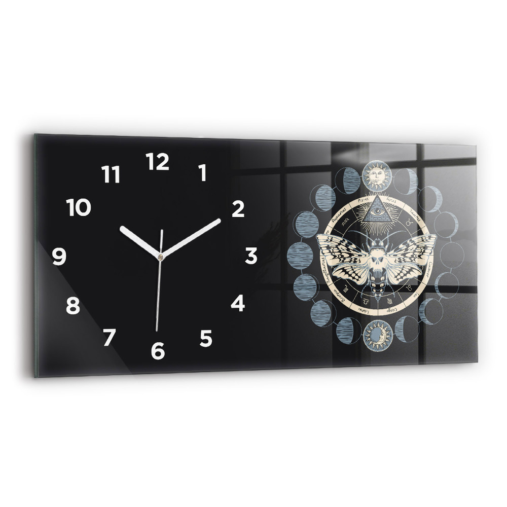 Horloge horizontale en verre Phases de la lune