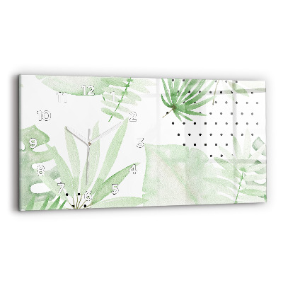 Horloge horizontale en verre Feuilles vertes
