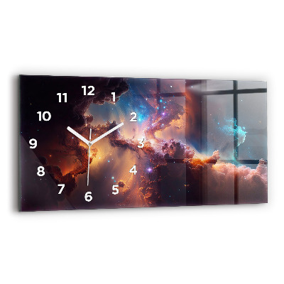 Horloge horizontale en verre Monde cosmique d'étoiles