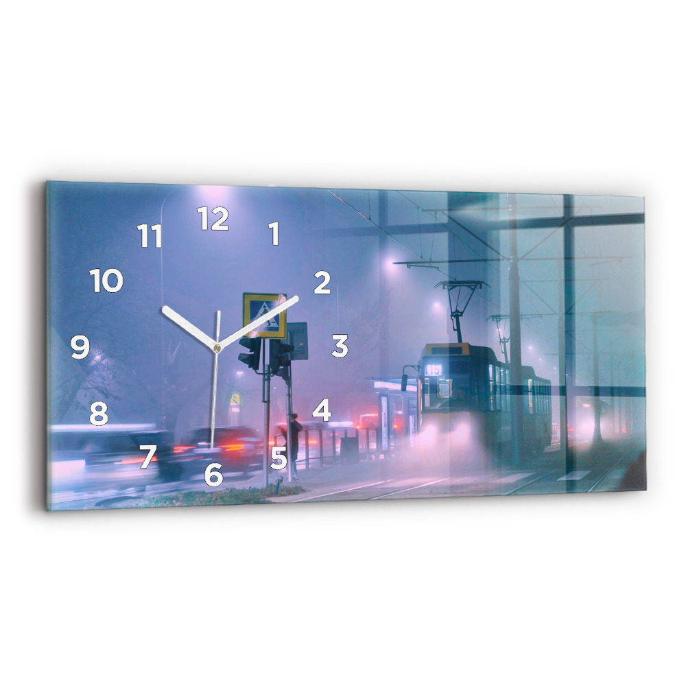 Horloge rectangulaire horizontale Varsovie dans le brouillard