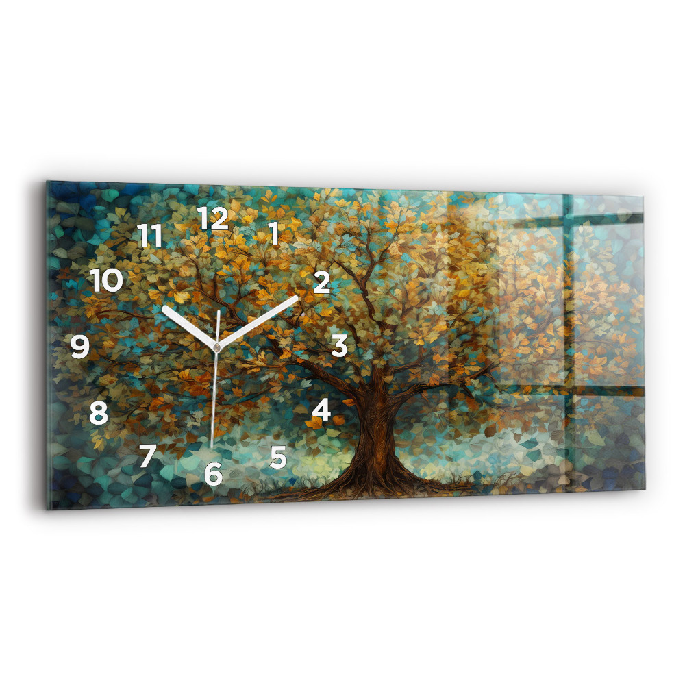 Horloge horizontale en verre Arbre mosaïque